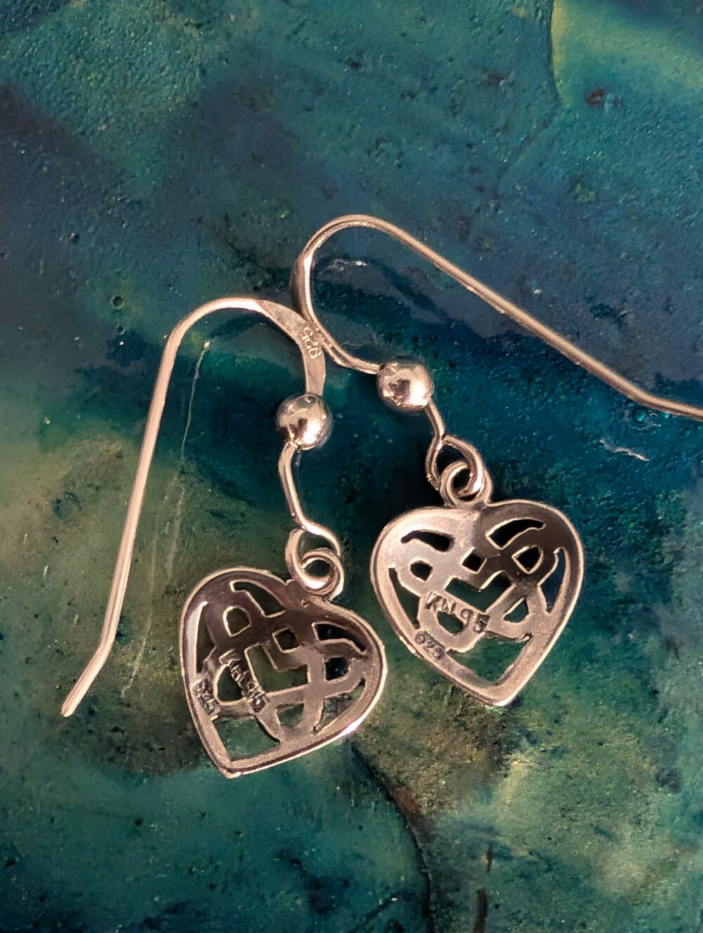 Sterling Silver Celtic Heart Drop Earrings - Silver - Picture 3 of 8